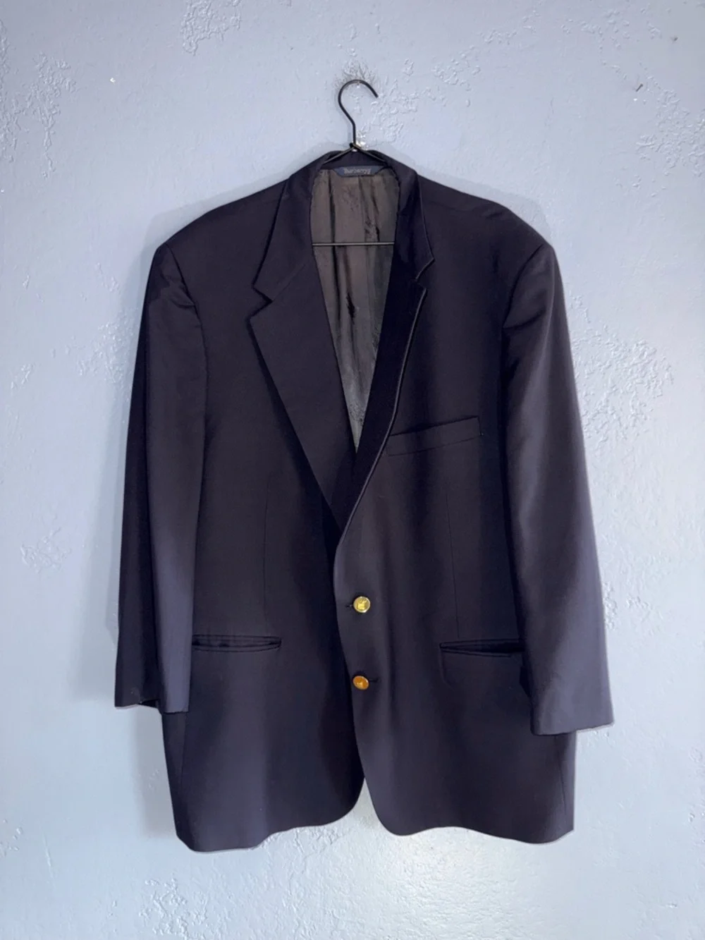 Vintage Burberrys Navy Blue Blazer Gold Knight Buttons